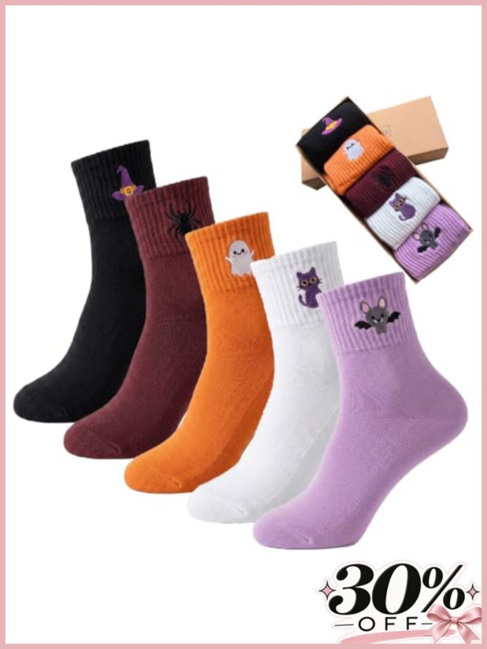 Novelty Funny Embroidered Crew Socks Cotton Blend Halloween Gift